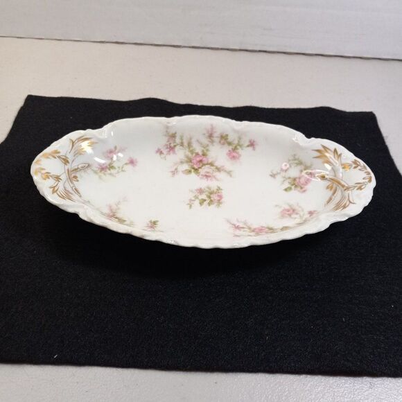 Vintage Haviland France Limoges White Porcelain Pink Roses Gold trim Cottagecore - Picture 3 of 7